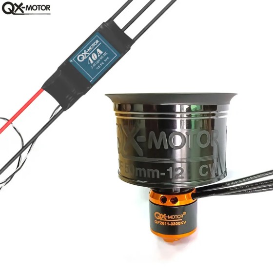 Original Qx-Motor 50Mm Edf 12 Blades Ducted Fan Qf2611 Brushless Motor With 3300Kv/4000Kv/4600Kv and 40A Esc for Rc Aircraft